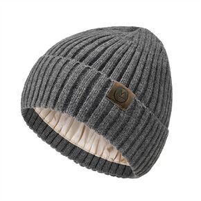 Zando 2024 Satin Lined Beanie for Women Men Warm Winter Hats for Women Knit Satin Beanie Slouchy Skull Caps Silky Lining Hat