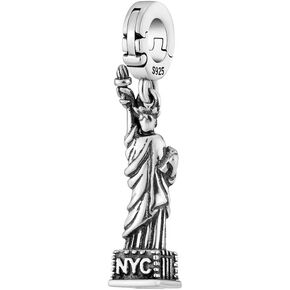Statue of Liberty NYC Multi Open Clasp Clip On Pendant 925 Sterling Silver Charm For Pandora & Other Charm Bracelets/Necklaces & More DIY