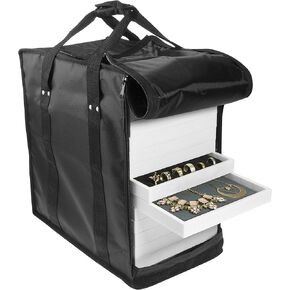 SE Jewelry Carrying Case, Black - Water-Resistant, Foam-Lined, 14-Tray Capacity (Trays Not Included) - JT915TCB