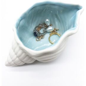 Conch Jewelry Dish Ceramic Jewelry Tray, Small Shell Jewelry Holder Dish Ring Plate, Beach Shell Ring Dish, Coastal Ocean Nightstand Decor Jewelry Plate Tray, Key Bowl Seashell Trinket Dish