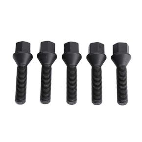 12x1.5mm Tuner Lug Bolts, KSP Conical Seat Extended 45mm Shank 17mm Hex for Aftermarket Wheels, 5PCS Black