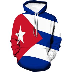 Men Women Fashion Pullover Sweatshirt 3D Cuban Flag Graphic Hoodie
