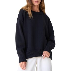 Fall Sweaters for Women 2024 Oversized Crew Neck Pullover Sweater Long Sleeve Chunky Knit Sweater