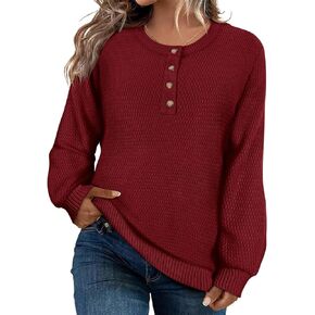 CARCOS حجم كبير البلوزات للنساء كم طويل بلوفر مغزول البلوزات Crewneck البلوز القمم خفيفة الوزن عادية XL-5XL in Kuwait