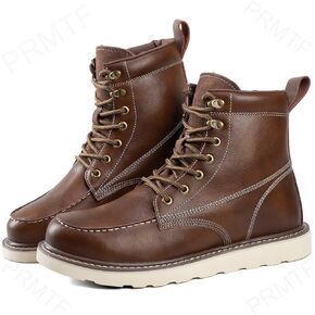 Steel Toe Boots for Men，Work Boots for Industrial & Construction Waterproof Non-slip Leather 6 Inch Moc Toe Safety Shoes