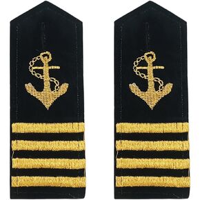 Yacht Captain Shoulder Boards Gold Halloween Anchor Shoulder Boards Mate Navy Epaulette Hardboard (2 pcs)