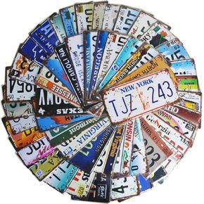 51 pcs License Plates Replica, All 50 US States & Washington D.C, Stamped Vanity Prop Number Tags