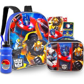 Transformers Backpack and Lunch Box Set for Boys - Bundle with 15" Transformers Backpack, Lunch Bag, Water Bottle, More | Transformers Backpack for School