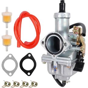 PZ30 Carburetor for 125cc 150cc 200cc 250cc 300cc ATV Dirt Bike Go Kart, 30mm Cable Choke Carb with Fuel Filter and Red Fuel Line and Gasket