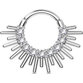 Jewseen Surgical Steel Septum Rings 16g Thorn Septum Jewelry Daith Piercing Jewelry Helix Earrings for Women Men