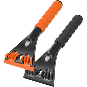 Ice Scrapers for Car Windshield 2 Pack 10'' Windshield Scraper for Ice and Snow Frost Removal Scraper Car Ice Scraper with Foam Handle for Truck SUV Car Window (Black & Orange)