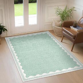 Scalloped Rug 2x3 Rugs for Entryway, Solid Tan Rug Small Area Rug Non Slip Scalloped Bath Mat, Washable Rug Front Door Mat Indoor Entrance,Soft Girls Nursery Dorm Carpet for Bedroom Kitchen