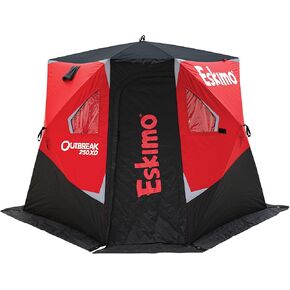 Eskimo Outbreak™ 450XD Blackout, Pop-Up Portable Shelter, Insulated, Black, 4-5 Person, Zippered Windows, Sight Fishing, Spearfishing, 40450B