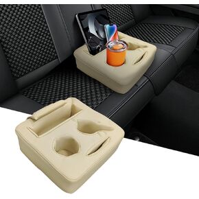 Car Back Seat Cup Holder, Automotive Cup Organizer to Store Cup Phone Drink Remote, Waterproof Leather Cup Holder Tray for Car Couch Bed Boat, Universal Car Accessories (Black)