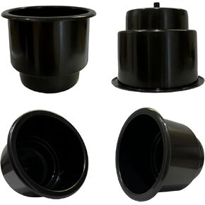 Boat Cup Holders for Drinks,Black 4pcs Recessed Drop in Plastic Cup Drink Can Holder with Drain for Boat Car Marine Rv (4)