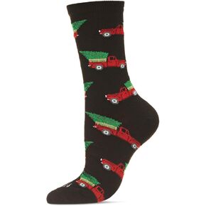 MeMoi Women's Christmas Tree Truck Holiday Crew Socks