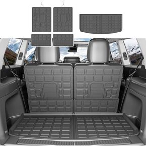 Cargo Mat Compatible with 2021-2024 Jeep Grand Cherokee L&Overland Backrest Mat TPE Material Trunk Mat Replacement for 2021-2024 Jeep Grand Cherokee L Accessories (Cargo Mat+Backrest Mat)
