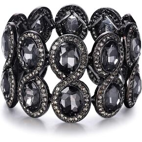Flyonce Women's Rhinestone Crystal Art Deco Wedding Brides Elastic Stretch Bracelet