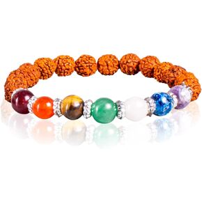 NAISHA اللازورد وRudraksha Kundalini Energy تمتد المعصم مالا / سوار (عبوة من 2) | خرز أحجار كريمة طبيعية أصلية 7.5 مم | رجال/نساء | حجم مجاني