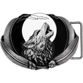 HAQUIL Vintage Silver Howling Wolf Belt Buckle Western Cowboy Forest Belt Buckle Men Jewelry