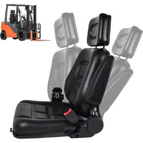 Universal Tractor Seat, Forklift Skid Steer Seat, with 0-90° Adjustable Armrest, Seat Belt and Headrest, for Mower, Excavator Skid Loader, Bulldozer, and Other Heavy-duty Machinery