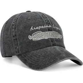 Embroidered Fishing Bassball Cap Washed Vintage Cotton Hat for Men and Women