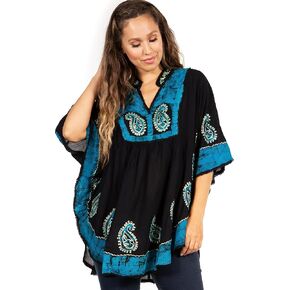 Sakkas Amori V-Neck Embroidery Poncho Top/Cover Up