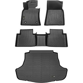 HAFIDI® Floor Mats & Cargo Liner Set Fit for 2007-2011 Toyota Camry CE/LE/SE/XLE All Weather Protection TPE Anti-Slip Automotive Full Set Floor Liners Custom Accessories - Black