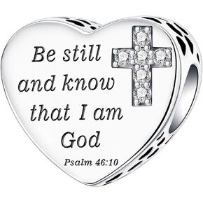 "Be still and know that I am God Psalm 46:10" Charm 925 Sterling Silver Charm Fits Women's Charm Bracelet & Necklace Valentine's Day Mother's Day Jewelry