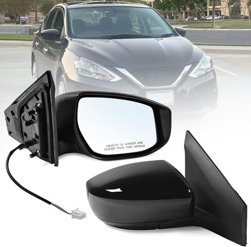 Right Passenger Side Mirror Assembly Fits 2013-2019 Nissan Sentra with Power Glass Manual Folding Match to Black Replace NI1321238(3 Pins) in Saudi Arabia