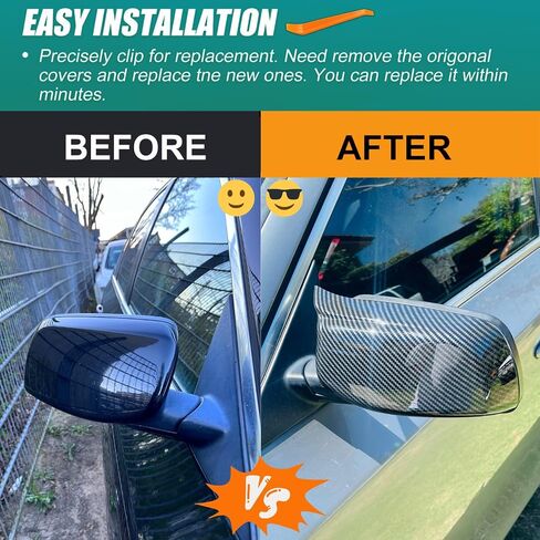 Sport Carbon Fiber Side Mirror Cover Caps Replacement for 2005-2010 BMW 5 Series E60 M5 545i 550i M6 E64 645Ci 630i 650i E63 Accessories Exterior Trim Parts Tuning Accesorios, 1 Pair in Kuwait