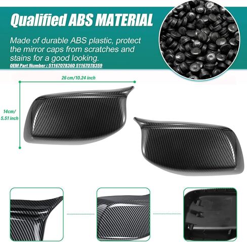 Sport Carbon Fiber Side Mirror Cover Caps Replacement for 2005-2010 BMW 5 Series E60 M5 545i 550i M6 E64 645Ci 630i 650i E63 Accessories Exterior Trim Parts Tuning Accesorios, 1 Pair in Kuwait