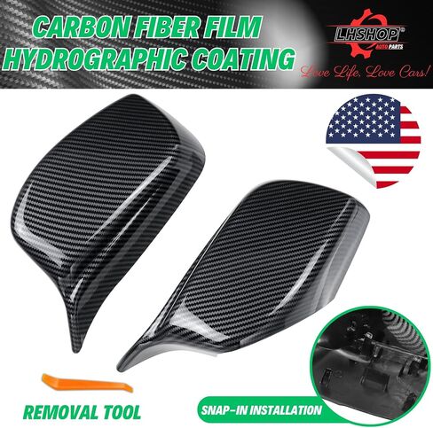 Sport Carbon Fiber Side Mirror Cover Caps Replacement for 2005-2010 BMW 5 Series E60 M5 545i 550i M6 E64 645Ci 630i 650i E63 Accessories Exterior Trim Parts Tuning Accesorios, 1 Pair in Kuwait