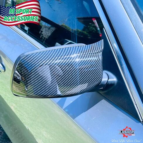Sport Carbon Fiber Side Mirror Cover Caps Replacement for 2005-2010 BMW 5 Series E60 M5 545i 550i M6 E64 645Ci 630i 650i E63 Accessories Exterior Trim Parts Tuning Accesorios, 1 Pair in Kuwait