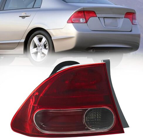 Tail Light Lens for 2006 2007 2008 Honda Civic 4-Door Sedan/Hybrid Driver's Side Rear Brake Light Tail Light Assembly Replacement HO2801165 33501-SNA-A02 (Left) in Saudi Arabia