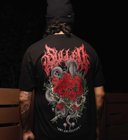 تي شيرت Sullen الرجالي Poisoned Petals Tattoo Lifestyle Graphic Sulleween Capsule ممتاز بأكمام قصيرة in Kuwait