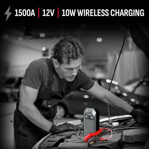 Schumacher Electric Lithium Jump Starter and Portable Power Pack SL1672, 4-in-1, 1000A, 12V, 10 Watt Wireless and 3A USB Charging- Works on Cars, Trucks, Motorcycles, Marine Batteries, SUVs, and More in Saudi Arabia