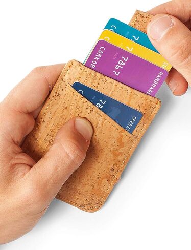 Vegan Front Pocket Wallet Men Minimalist Slim Cards Eco Durable Cork in Saudi Arabia