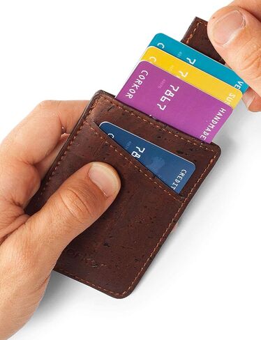 Vegan Front Pocket Wallet Men Minimalist Slim Cards Eco Durable Cork in Saudi Arabia