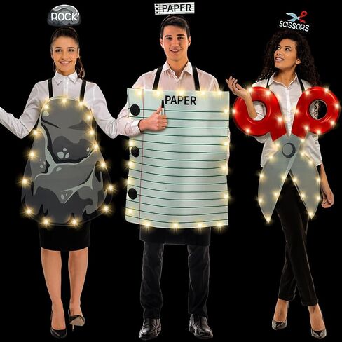 Suhine 7 Pcs Rock Paper Scissors Costumes Adults Halloween Costumes Set for Family Group Halloween Outfits for 3 (Classic Style) in Saudi Arabia