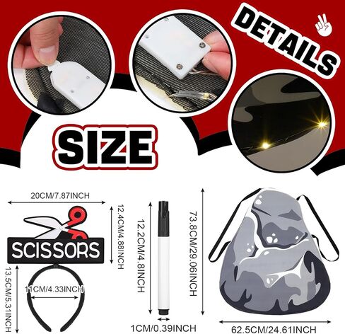 Suhine 7 Pcs Rock Paper Scissors Costumes Adults Halloween Costumes Set for Family Group Halloween Outfits for 3 (Classic Style) in Saudi Arabia