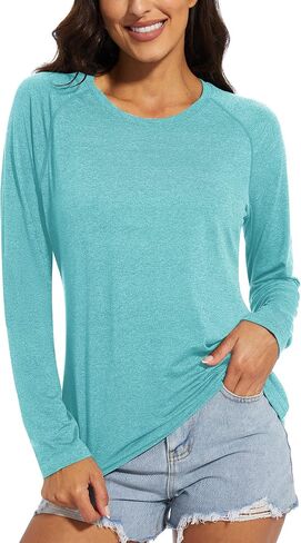 TACVASEN Women T Shirts Long Sleeve Sun Protection Shirts UPF 50+ Workout Shirts Running Shirts Athletic Shirts Violets in Saudi Arabia