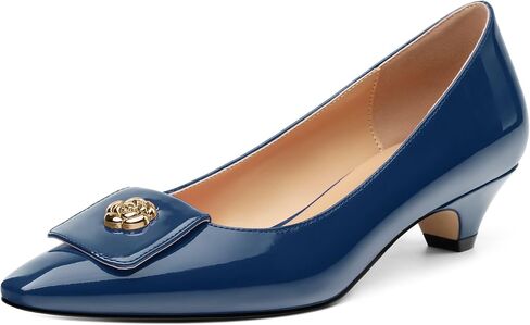 Womens Pumps, Small Square Toe Kitten Heel Pumps for Women, Dress Pumps with Flower Buckle in Kuwait