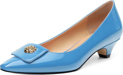 Womens Pumps, Small Square Toe Kitten Heel Pumps for Women, Dress Pumps with Flower Buckle in Kuwait