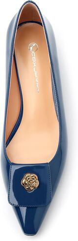 Womens Pumps, Small Square Toe Kitten Heel Pumps for Women, Dress Pumps with Flower Buckle in Kuwait