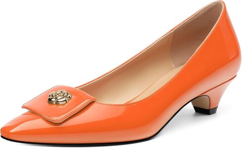 Womens Pumps, Small Square Toe Kitten Heel Pumps for Women, Dress Pumps with Flower Buckle in Kuwait