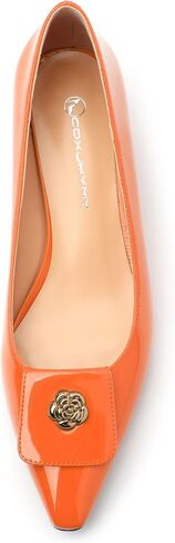 Womens Pumps, Small Square Toe Kitten Heel Pumps for Women, Dress Pumps with Flower Buckle in Kuwait
