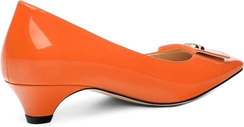 Womens Pumps, Small Square Toe Kitten Heel Pumps for Women, Dress Pumps with Flower Buckle in Kuwait
