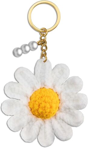 OEHEDOU Purple Knitted Daisy Keychain with Cute Crochet Flower Keyring Handmade Floral Accessory for Women, Ideal for Bags, Wallets, and Gifts,Car Keys The first choice for birthday gifts in Saudi Arabia