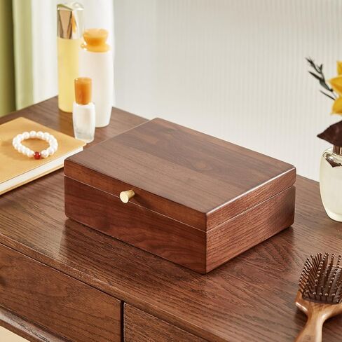 CHOSIN Black Walnut Wooden Jewelry Box for Women 2 Layer Jewelry Organizer with Removable Tray for Watches Rings Earrings Necklace Bracelets Christmas Gifts in Kuwait